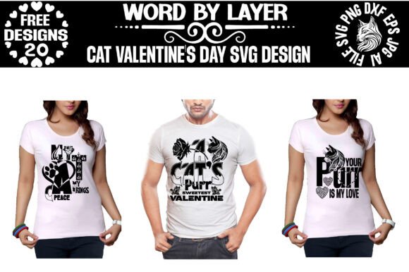 20 Free Valentine’s Day Cat SVG Design