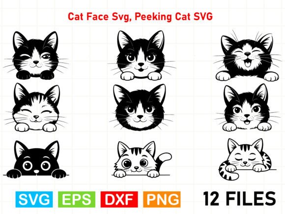 Cat Face Svg, Peeking Cat SVG