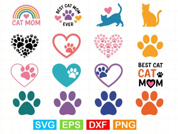 Cat Mom Paw Svg Cat Svg