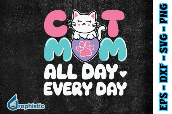 Cat Mom Puff Cat Lady Black Cat SVG