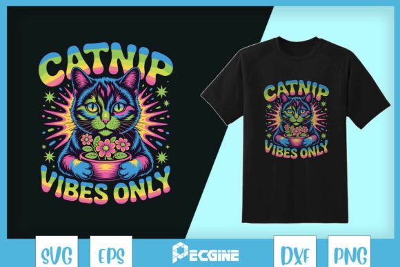 Catnip Vibes Only Psychedelic Cat SVG