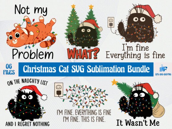 Christmas Cat SVG Sublimation Bundle