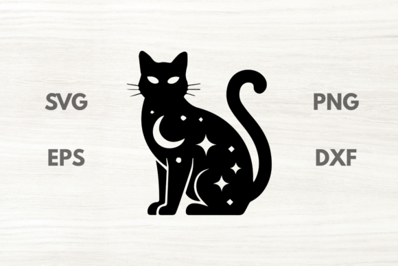 Crescent and Stars Cat SVG