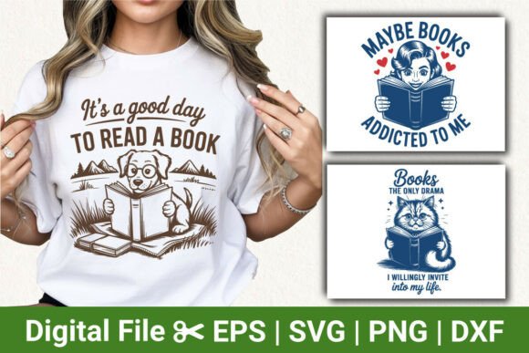 Cute Reading Animal Bundle: Dog & Cat SVG