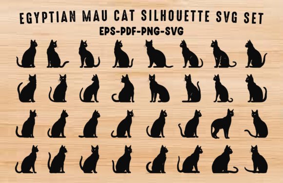 Egyptian Cat SVG Silhouette Clipart Set