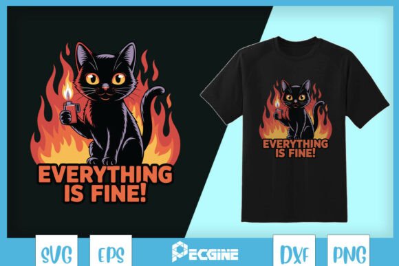 Everything is Fine Funny Cat SVG