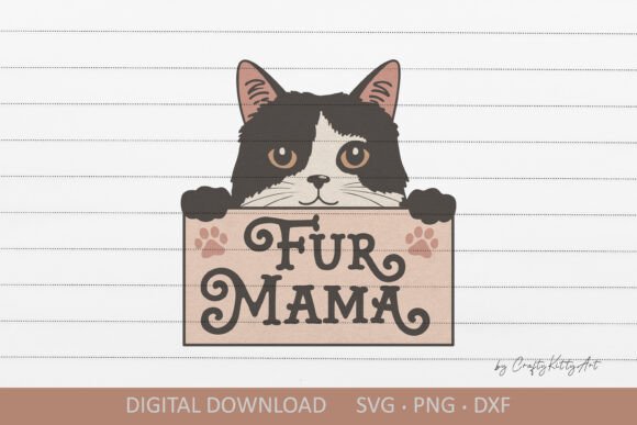 Fur Mama SVG. Cute Funny Peeking Cat SVG