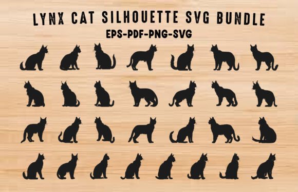 Lynx Cat SVG Silhouette Clipart Bundle