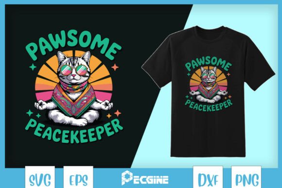 Pawsome Peacemaker Hippie Cat SVG