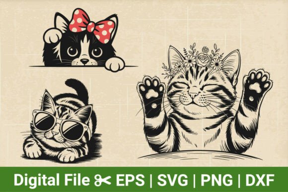 Peeking Cat SVG Bundle, Ginger Cat Svg