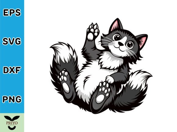Playful Black and White Cat SVG Vector