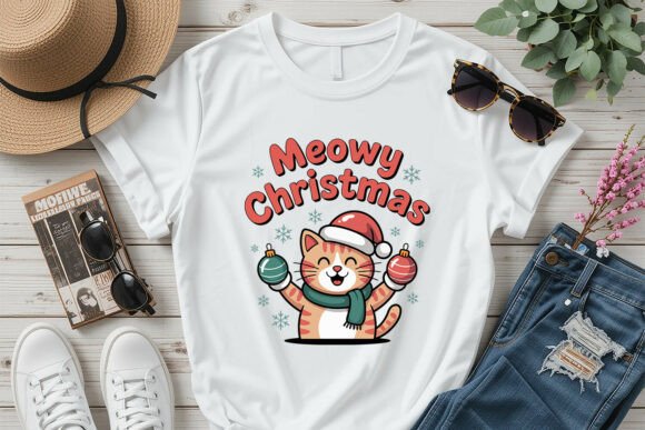 Retro Meowy Christmas Cat SVG Vintage