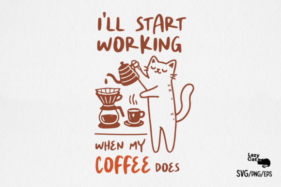 Sarcastic Coffee Doodle Cat SVG PNG