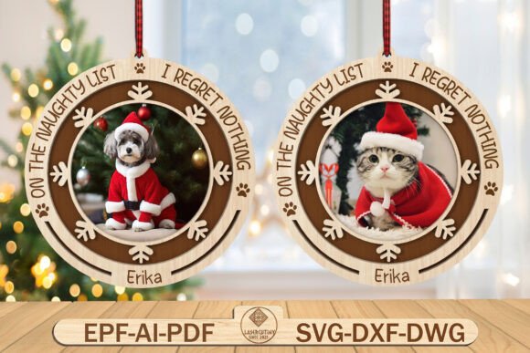Xmas Dog Cat SVG, Christmas Ornament